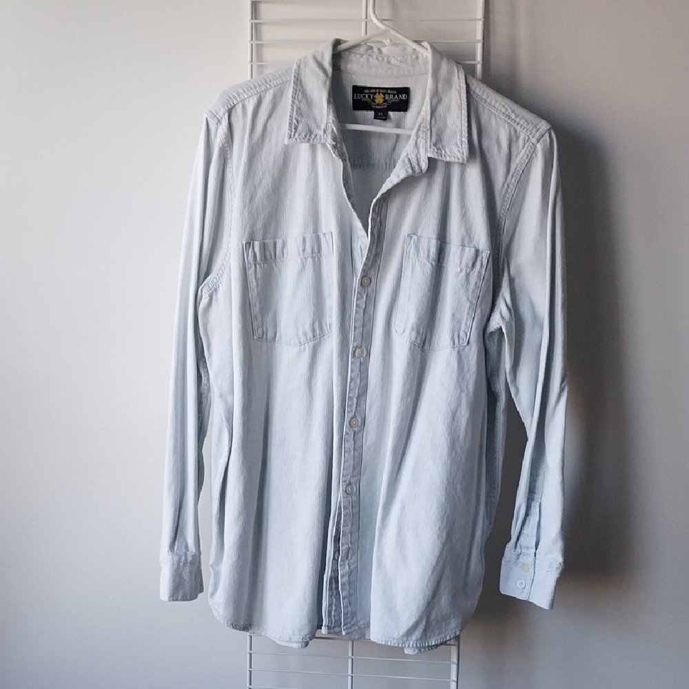 Lucky Brand Women's Light Gray Button Down Shirt